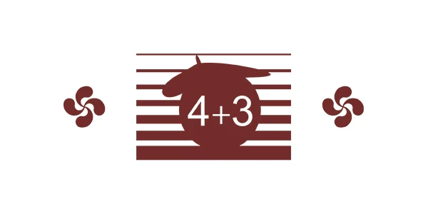 4+3